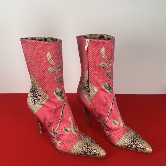 Roberto Cavalli floral satin boots size 38 - Picture 2 of 8